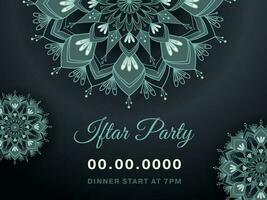 iftar fest inbjudan eller affisch design dekorerad med mandala mönster. vektor