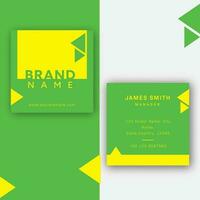 grön och gul företag kort mall eller posta layout med dubbelsidiga. vektor