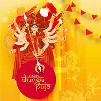 kreativ Poster oder Vorlage Design mit Illustration von Hindu mythologisch Göttin Durga zum glücklich Durga Puja Feier Konzept. vektor