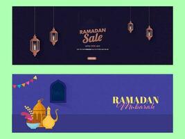 Ramadan kareem oder Ramadan Mubarak Header oder Banner Satz. vektor