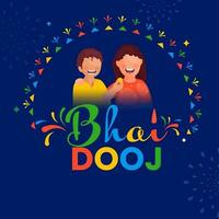 heiter jung Bruder Fütterung Süss zu seine Schwester auf Blau Hintergrund zum bhai dooj Feier. vektor