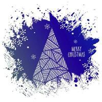 xmas träd tillverkad förbi blomma triangel form mönster med blå borsta stroke grunge effekt på vit bakgrund för glad jul firande. vektor