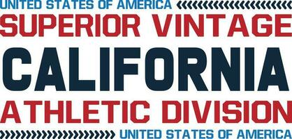 överlägsen årgång kalifornien atletisk division t-shirt design vektor