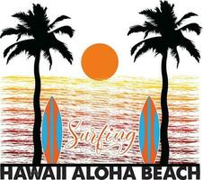 Surfen Hawaii Aloha Strand T-Shirt Design Vektor Illustration