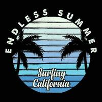 endlos Sommer- Surfen Kalifornien T-Shirt Design vektor