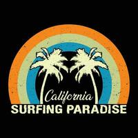 kalifornien surfing paradis t-shirt design vektor