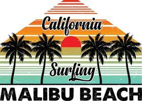 Kalifornien Surfen Malibu Strand T-Shirt Design vektor