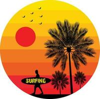 surfing t-shirt design vektor