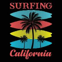 surfing kalifornien t-shirt design vektor