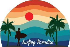 surfing paradis t-shirt design vektor