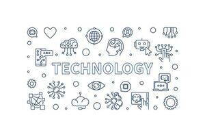 Technologie Gliederung Blau Vektor horizontal Banner - - ai Technik Illustration