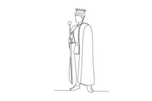 ein König trägt Roben und hält ein Zepter vektor