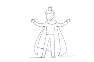 en liten kung bär en morgonrock och krona vektor