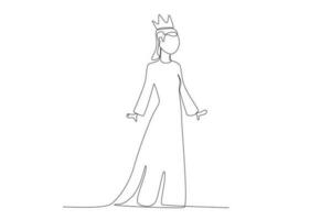 ein Königin im ein luxuriös Kleid vektor