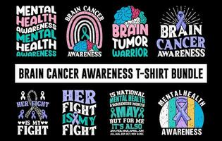 hjärna cancer medvetenhet t skjorta bunt, mental hälsa medvetenhet t skjorta bunt, värld skleros dag t skjorta, leukemi medvetenhet t skjorta vektor