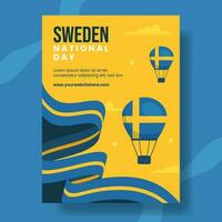 Schweden National Tag Vertikale Poster eben Karikatur Hand gezeichnet Vorlagen Hintergrund Illustration vektor