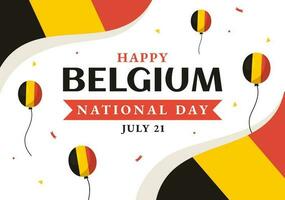 glücklich Belgien Unabhängigkeit Tag auf Juli 21 Vektor Illustration mit winken Flagge Hintergrund im eben Karikatur Hand gezeichnet zum Landung Seite Vorlagen
