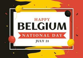 glücklich Belgien Unabhängigkeit Tag auf Juli 21 Vektor Illustration mit winken Flagge Hintergrund im eben Karikatur Hand gezeichnet zum Landung Seite Vorlagen