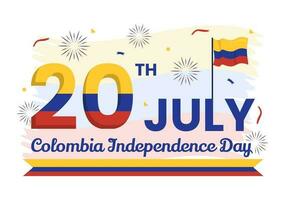 Kolumbien Unabhängigkeit Tag Vektor Illustration mit winken Flagge im National Urlaub Feier eben Karikatur Hand gezeichnet Landung Seite Vorlagen