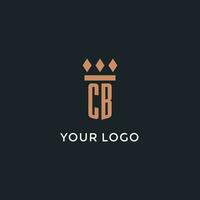 cb Logo Initiale mit Säule Symbol Design, Luxus Monogramm Stil Logo zum Gesetz Feste und Rechtsanwalt vektor