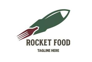 Plats raket med gaffel för mat catering laga mat snabb leverans service logotyp design vektor