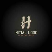 Logo von h Alphabet Initiale gotisch Stil Symbol Design vektor