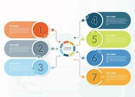 Infografik mit 7 Schritten, Prozess oder Optionen. vektor