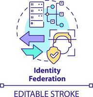 identitet federation begrepp ikon. identitet förvaltning bearbeta abstrakt aning tunn linje illustration. förtroende domäner. isolerat översikt teckning. redigerbar stroke vektor