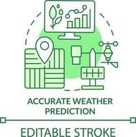 exakt väder förutsägelse grön begrepp ikon. innovation. ökade beskära avkastning abstrakt aning tunn linje illustration. isolerat översikt teckning. redigerbar stroke vektor