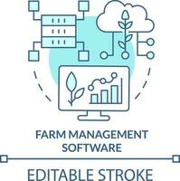 Bauernhof Verwaltung Software Türkis Konzept Symbol. zunehmend Landwirtschaft Produktivität abstrakt Idee dünn Linie Illustration. isoliert Gliederung Zeichnung. editierbar Schlaganfall vektor