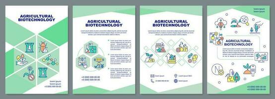 landwirtschaftlich Biotechnologie Broschüre Vorlage. Flugblatt Design mit linear Symbole. editierbar 4 Vektor Layouts zum Präsentation, jährlich Berichte