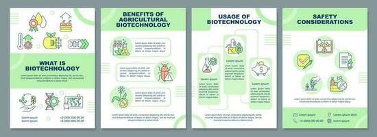 landwirtschaftlich Biotechnologie Grundlagen Broschüre Vorlage. Flugblatt Design mit linear Symbole. editierbar 4 Vektor Layouts zum Präsentation, jährlich Berichte