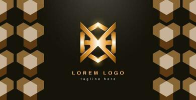 abstrakt golden Monogramm Logo Attrappe, Lehrmodell, Simulation vektor