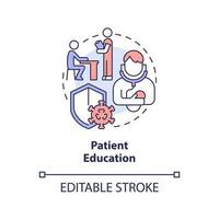 patient utbildning begrepp ikon. sjukdom medvetenhet. kronisk sjukdom förvaltning abstrakt aning tunn linje illustration. isolerat översikt teckning. redigerbar stroke vektor