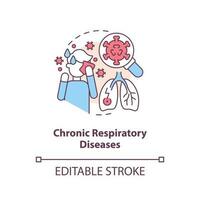 kronisk respiratorisk sjukdomar begrepp ikon. kronisk betingelser större grupp abstrakt aning tunn linje illustration. isolerat översikt teckning. redigerbar stroke vektor