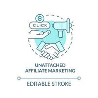 ungebunden Affiliate Marketing Türkis Konzept Symbol. Zahlen pro klicken. Der Umsatz Programm abstrakt Idee dünn Linie Illustration. isoliert Gliederung Zeichnung. editierbar Schlaganfall vektor