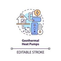 geotermisk värme pumps begrepp ikon. vatten omlopp. typ av geotermisk energi abstrakt aning tunn linje illustration. isolerat översikt teckning. redigerbar stroke vektor