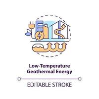 låg temperatur geotermisk energi begrepp ikon. typ av geotermisk energi abstrakt aning tunn linje illustration. isolerat översikt teckning. redigerbar stroke vektor