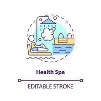hälsa spa begrepp ikon. termisk varm badkar. användande av geotermisk energi abstrakt aning tunn linje illustration. isolerat översikt teckning. redigerbar stroke vektor