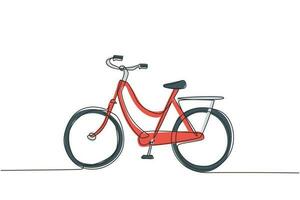 Single One Line Drawing Seitenansicht Vintage Retro Urban City Fahrrad, ökologischer Sporttransport. entspannendes Fahrrad für die Gemeinschaft. gesunder lebensstil durch radfahren. Design-Grafikvektor mit kontinuierlicher Linie vektor