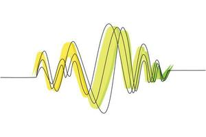 kontinuerliga en radsteckning av ljudvågor. ljudspelare. ljudequalizer-teknik, pulsmusikal. musikljudfrekvens, röstlinjevågform. radiosignal. en rad rita design vektorgrafik vektor