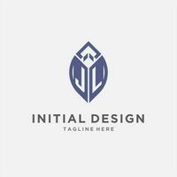 J L Logo mit Blatt Form, sauber und modern Monogramm Initiale Logo Design vektor