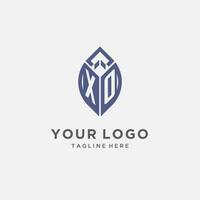 xo Logo mit Blatt Form, sauber und modern Monogramm Initiale Logo Design vektor