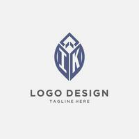 ich k Logo mit Blatt Form, sauber und modern Monogramm Initiale Logo Design vektor