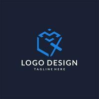 lx logotyp sexhörning mönster, bäst monogram första logotyp med hexagonal form design idéer vektor