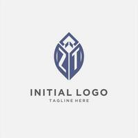 zt Logo mit Blatt Form, sauber und modern Monogramm Initiale Logo Design vektor
