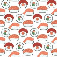 sushi und sashimi nahtloses muster vektor