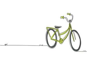 kontinuerlig en rad ritning vintage retro urban stadscykel, ekologisk sporttransport. avkopplande cykel för gemenskap. hälsosam livsstil genom att cykla. enda rad rita design vektorgrafisk illustration vektor