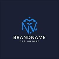 nv Logo Hexagon Entwürfe, Beste Monogramm Initiale Logo mit sechseckig gestalten Design Ideen vektor