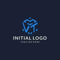 vt logotyp sexhörning mönster, bäst monogram första logotyp med hexagonal form design idéer vektor